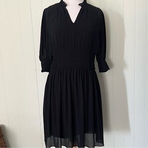 NWT See by CHLOE 40 Dark Ink Navy smocked waist dress